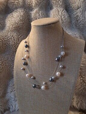 Freshwater Pearl Illusion Wire Necklace